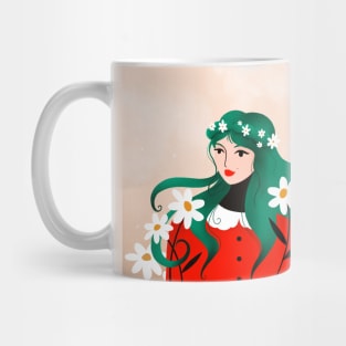 Spring lover girl with white flowers, version 3 Mug